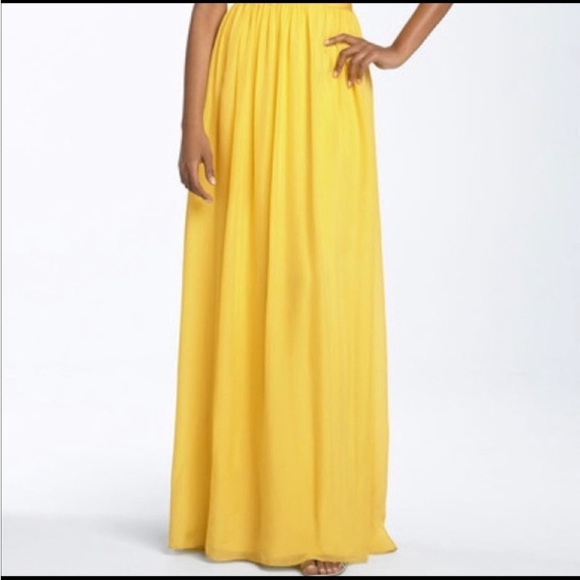 Yellow Aidan Mattox Chiffon Gown, size 10 - Picture 2 of 7